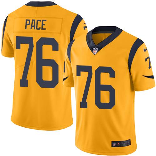 Nike Rams #76 Orlando Pace Gold Men's Stitched NFL Limited Rush Jersey
